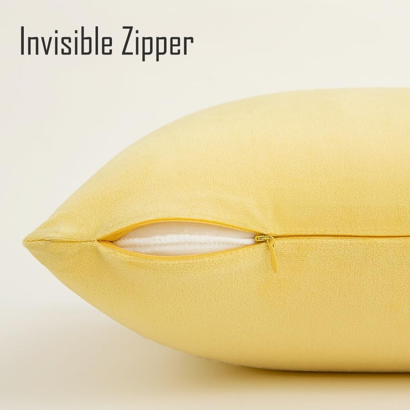 QUORGVES Yellow Pillow Covers 18x18 Inch Spring Summer Pillow Covers Pack of 2 Soft Square Lemon Solid Velvet Throw Pillow Cover 18 x 18 Set of 2 - Image 3